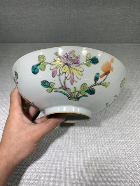 古玩陶瓷晚清粉彩四季花卉紋大碗拍賣,當(dāng)前價(jià)格399元