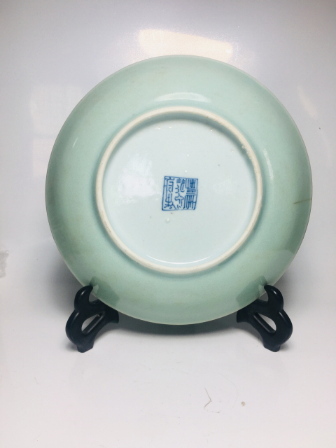 古玩陶瓷釉水漂亮豆青釉盤拍賣,當前價格588元