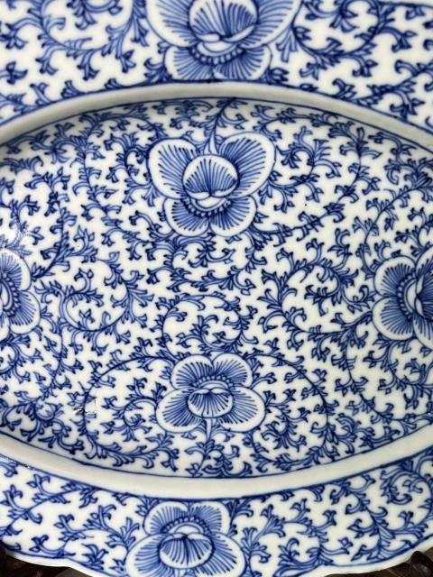 古玩陶瓷清道光 二級官青花淡描纏枝花卉紋花口盤拍賣，當(dāng)前價格3800元