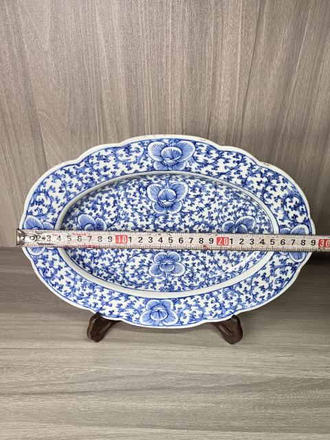 古玩陶瓷清道光 二級官青花淡描纏枝花卉紋花口盤拍賣，當(dāng)前價格3800元