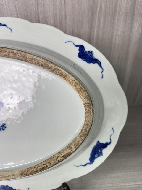 古玩陶瓷清道光 二級官青花淡描纏枝花卉紋花口盤拍賣，當(dāng)前價格3800元