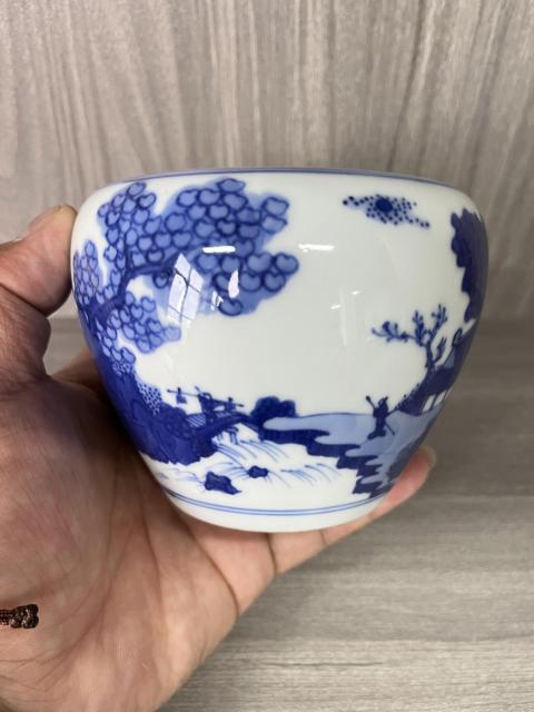 古玩陶瓷民國 極品 人物山水紋青花水呈（文房器）拍賣，當前價格980元