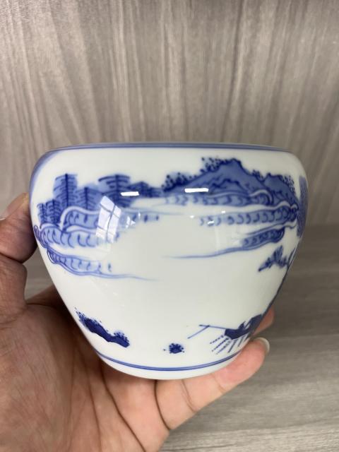 古玩陶瓷民國 極品 人物山水紋青花水呈（文房器）拍賣，當前價格980元
