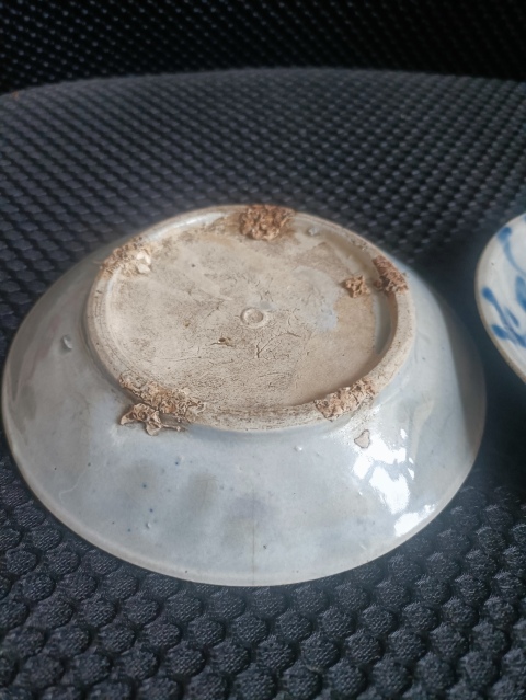 古玩陶瓷清.青花靈芝紋盤一對拍賣，當前價格98元