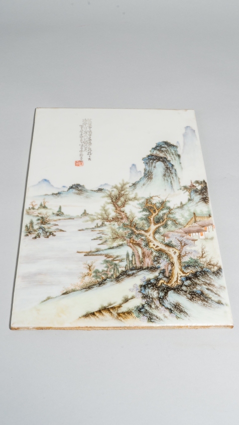 中国古美術 磁器板 瓷板画 民国 珠山八友 汪野亭 粉彩 - メルカリ