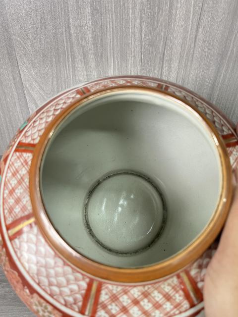 古玩陶瓷清晚期日本御窯九谷燒 仿明官窯五彩魚藻紋太白罐拍賣，當前價格680元