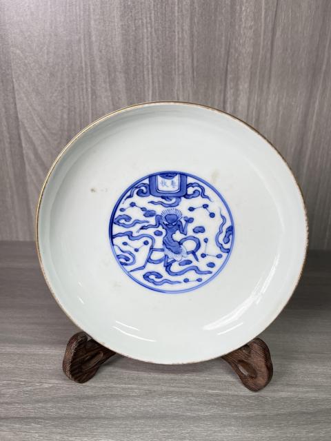 古玩陶瓷清晚期 魁星點斗紋盤拍賣，當前價格380元