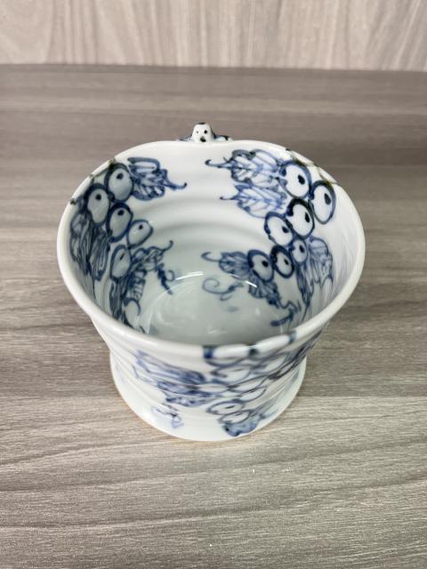 古玩陶瓷青花葡萄??紋主人杯拍賣，當前價格380元