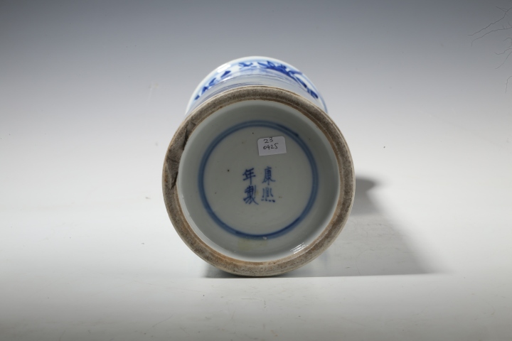 古玩陶瓷光緒·青花三娘教子紋花觚拍賣，當前價格4800元
