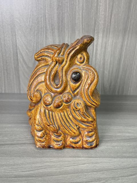 古玩陶瓷清晚期 琉璃黃釉龍頭瓦（五脊六獸）拍賣，當前價格1元