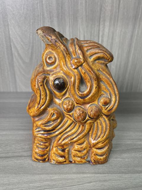 古玩陶瓷清晚期 琉璃黃釉龍頭瓦（五脊六獸）拍賣，當前價格1元