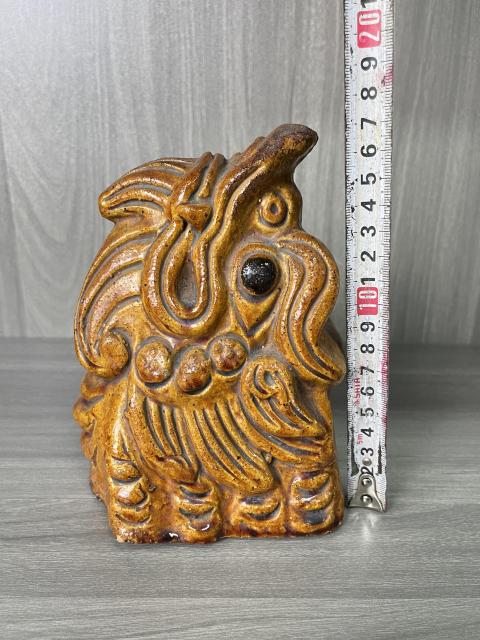 古玩陶瓷清晚期 琉璃黃釉龍頭瓦（五脊六獸）拍賣，當前價格1元