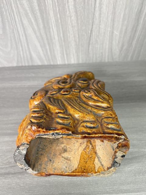 古玩陶瓷清晚期 琉璃黃釉龍頭瓦（五脊六獸）拍賣，當前價格1元