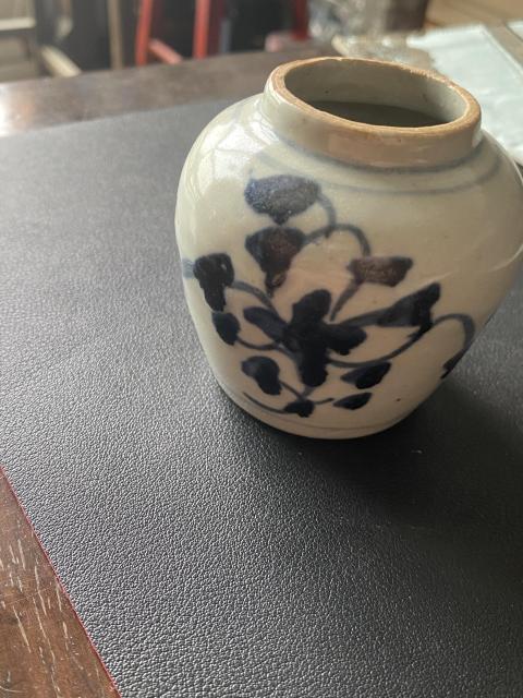 古玩陶瓷清順治青花花卉紋罐拍賣,當前價格750元