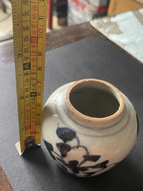 古玩陶瓷清順治青花花卉紋罐拍賣,當前價格750元
