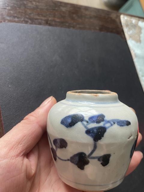 古玩陶瓷清順治青花花卉紋罐拍賣,當前價格750元