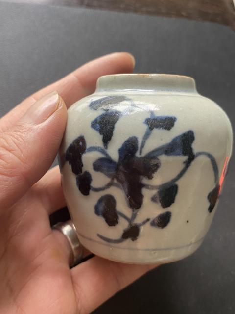 古玩陶瓷清順治青花花卉紋罐拍賣,當前價格750元