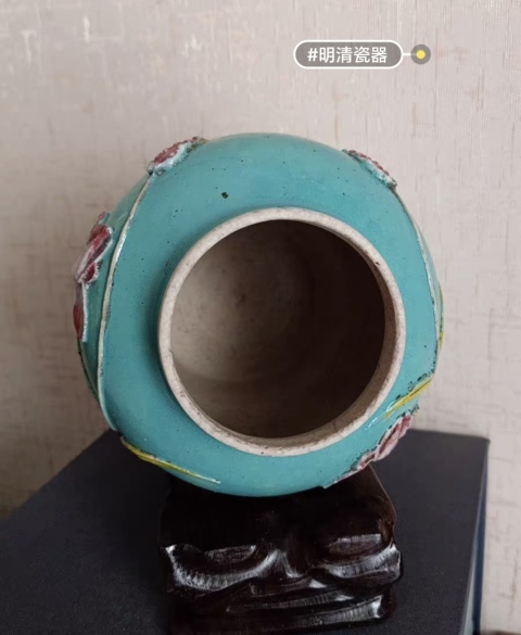 古玩陶瓷松石釉一路連科將軍罐拍賣,當前價格3600元