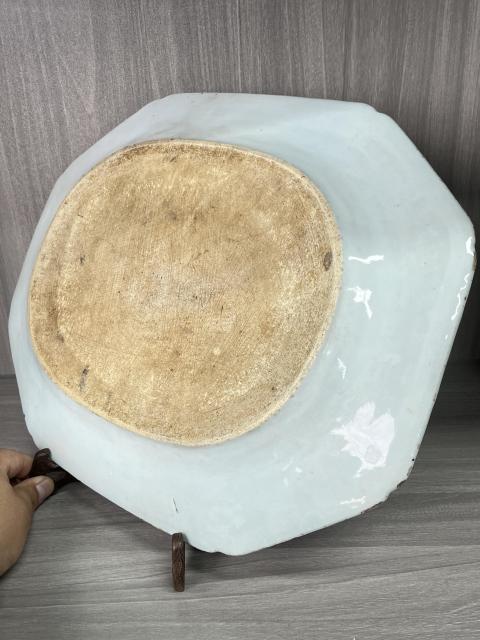 古玩陶瓷清乾隆 極品青花山水樓閣紋八方長盤拍賣，當前價格3800元