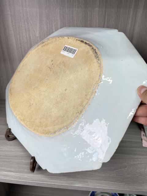 古玩陶瓷清康雍 極品青花提籃花卉紋八方盤（超大盤）拍賣，當前價格5800元