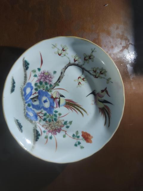 古玩陶瓷清同治粉彩花鳥紋盤拍賣，當前價格6800元