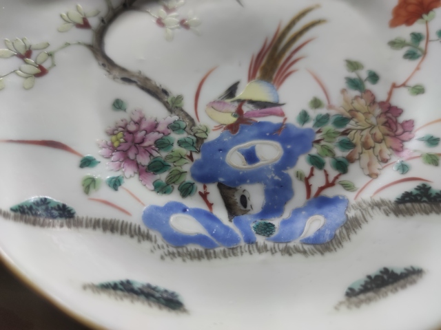 古玩陶瓷清同治粉彩花鳥紋盤拍賣，當前價格6800元