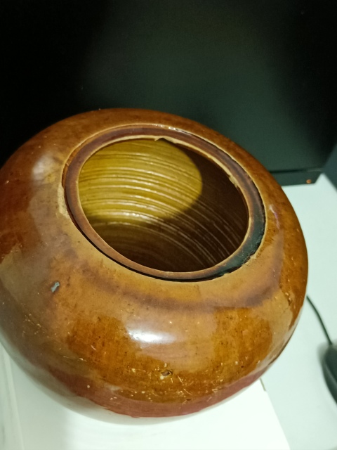 古玩陶瓷姜黃釉西瓜罐拍賣，當(dāng)前價(jià)格666元