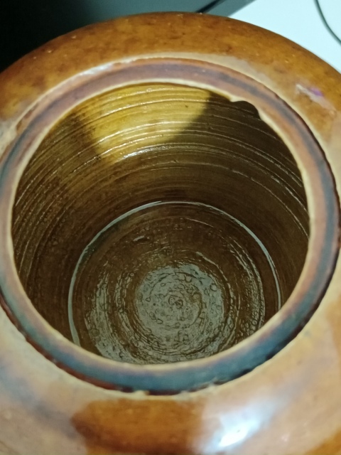 古玩陶瓷姜黃釉西瓜罐拍賣，當(dāng)前價(jià)格666元