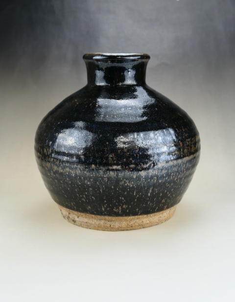 古玩陶瓷明代?油滴釉高領(lǐng)罐拍賣，當前價格1999元