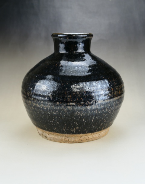 古玩陶瓷明代?油滴釉高領(lǐng)罐拍賣，當前價格1999元