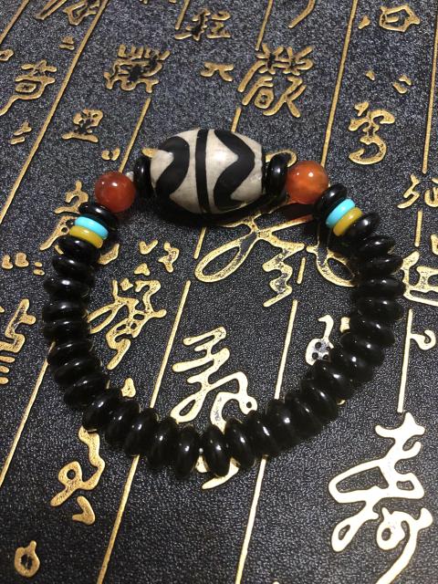 古玩玉器精品瑪瑙工藝天珠搭配手串拍賣，當前價格339元