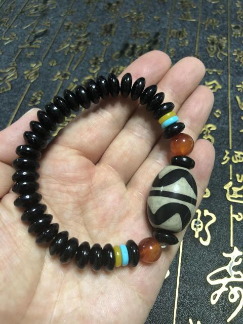 古玩玉器精品瑪瑙工藝天珠搭配手串拍賣，當前價格339元
