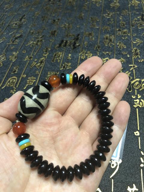 古玩玉器精品瑪瑙工藝天珠搭配手串拍賣，當前價格339元