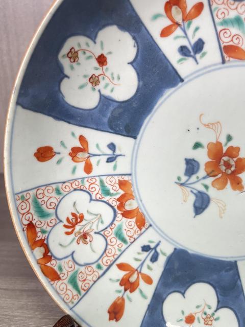 古玩陶瓷清康熙 青花五彩花卉紋盤拍賣,當前價格680元
