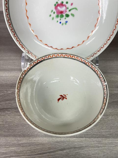 古玩陶瓷清乾隆 精品粉彩花卉紋杯碟拍賣,當(dāng)前價格850元