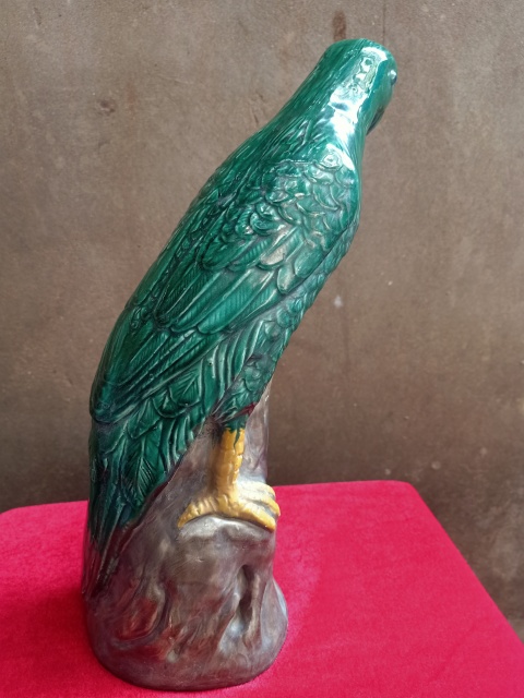 古玩陶瓷(放漏)福建會館造(大名家)游長子:素三彩鸚鵡瓷塑拍賣，當前價格2800元