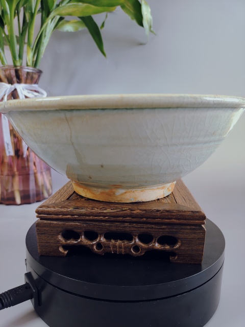 古玩陶瓷明代?青白釉唇口碾缽~大尺寸拍賣,當前價格500元