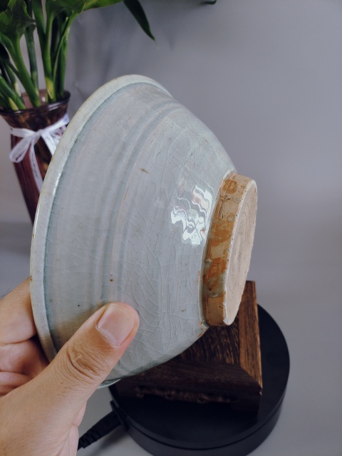 古玩陶瓷明代?青白釉唇口碾缽~大尺寸拍賣,當前價格500元