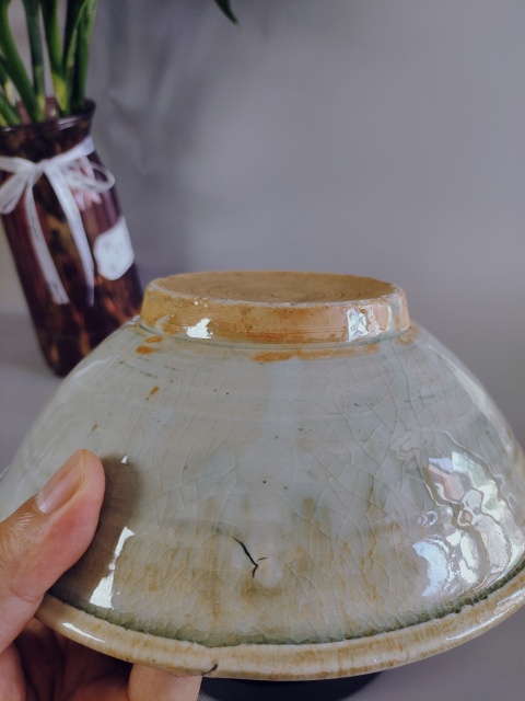 古玩陶瓷明代?青白釉唇口碾缽~大尺寸拍賣,當前價格500元