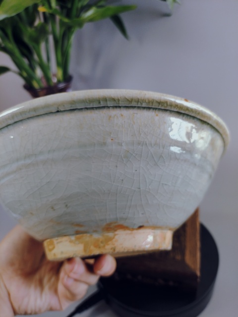 古玩陶瓷明代?青白釉唇口碾缽~大尺寸拍賣,當前價格500元
