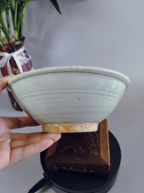 古玩陶瓷明代?青白釉唇口碾缽~大尺寸拍賣,當前價格500元