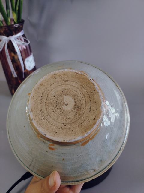 古玩陶瓷明代?青白釉唇口碾缽~大尺寸拍賣,當前價格500元