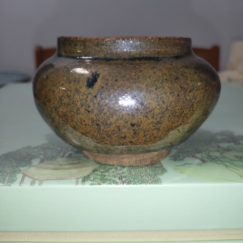 古玩陶瓷明早期,磁州窯鐵銹花釉蓋罐拍賣,當(dāng)前價格399元
