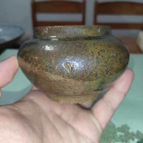 古玩陶瓷明早期,磁州窯鐵銹花釉蓋罐拍賣,當(dāng)前價格399元