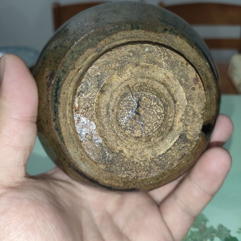 古玩陶瓷明早期,磁州窯鐵銹花釉蓋罐拍賣,當(dāng)前價格399元