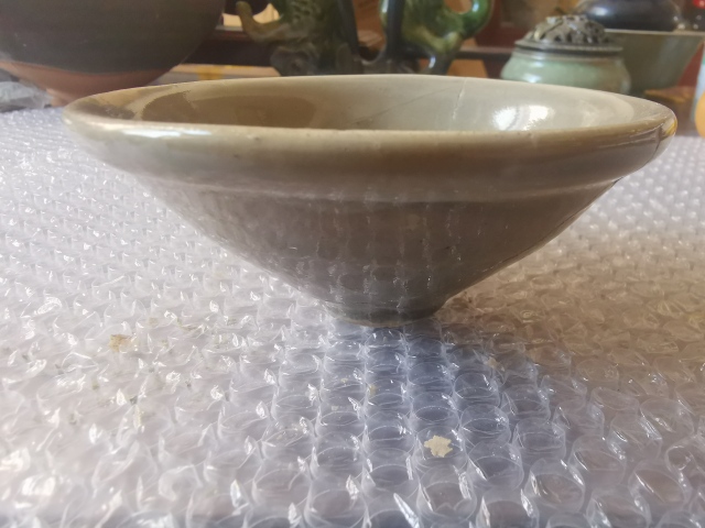 古玩陶瓷宋代，臨汝窯青釉唇口斗笠盞拍賣，當前價格777元