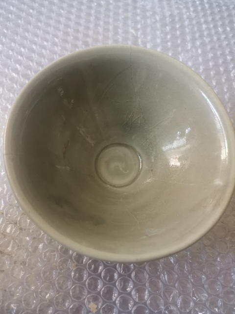 古玩陶瓷宋代，臨汝窯青釉唇口斗笠盞拍賣，當前價格777元