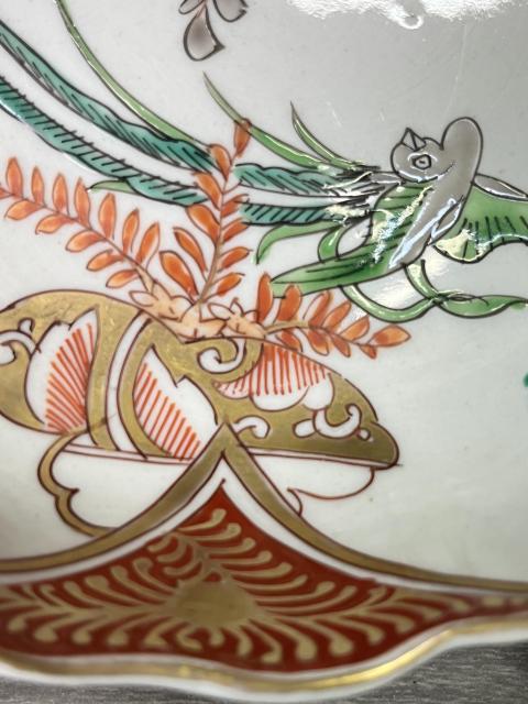 古玩陶瓷清晚期 描金彩繪花鳥紋葵口盤拍賣，當前價格260元