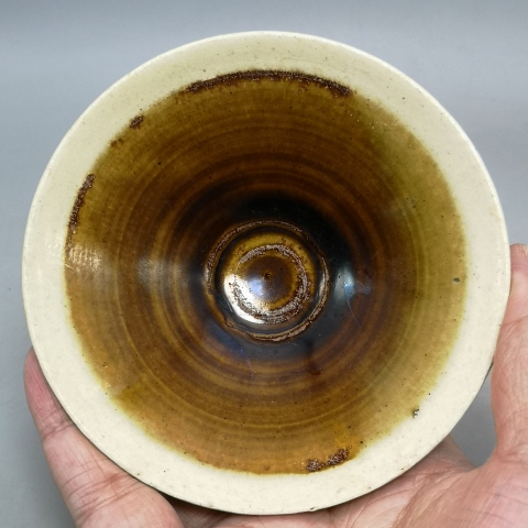 古玩陶瓷宋代白覆輪 黃釉醬釉白覆輪 茶盞拍賣，當前價格3600元