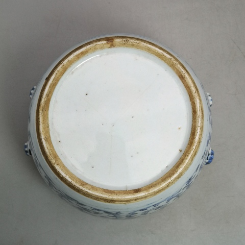 古玩陶瓷清中期青花線描纏枝花卉紋粥罐拍賣,當(dāng)前價格450元